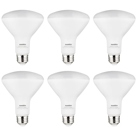 Sunlite LED BR30 10.5W 65W Equiv 800 Lumen E26 Base UL Dimmable Recessed Flood Light Bulbs, 4000K, 6PK 41177-NS